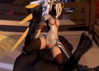 Overwatch blonde rides a horse boner