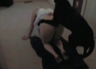 Black puppy seducing a MILF