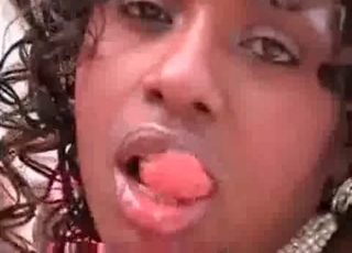 Black chick loves animal jizz too much